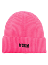 Msgm Embroidered-logo Knit Beanie In Pink