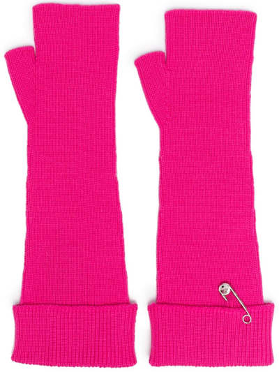 Versace Medusa Safety Pin Fingerless Gloves In 1po30/hot Pink