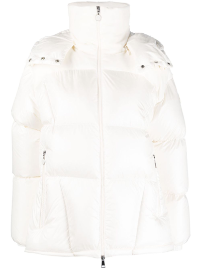 Moncler Meandre Velvet-panelled Padded Jacket In White