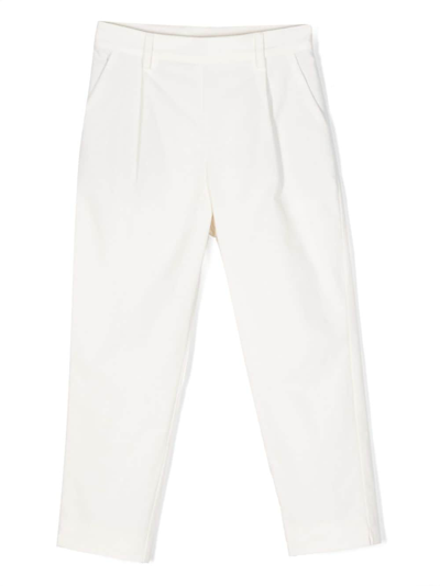 Simonetta Kids' Pleat-detail Tailored Trousers In White