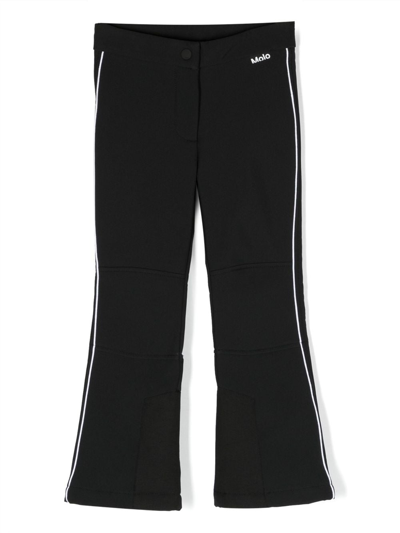 Molo Kids' Side-stripe Flared Trousers In Black