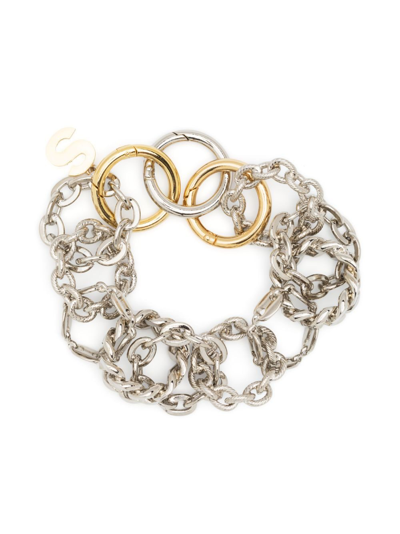 Sacai Two-tone Chain-link Bracelet In Silver