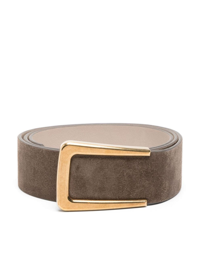 Brunello Cucinelli Clip-on Buckle Suede Belt In Brown