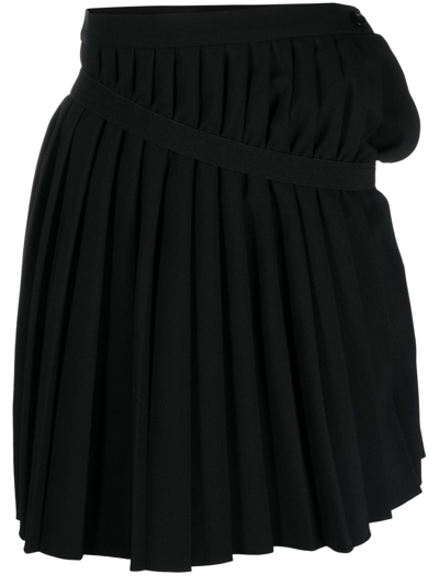 Mm6 Maison Margiela Foldover Pleated Mini Skirt In Black