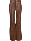 CHLOÉ BROWN FLARED LEATHER TROUSERS,CHC23ACP0120246353