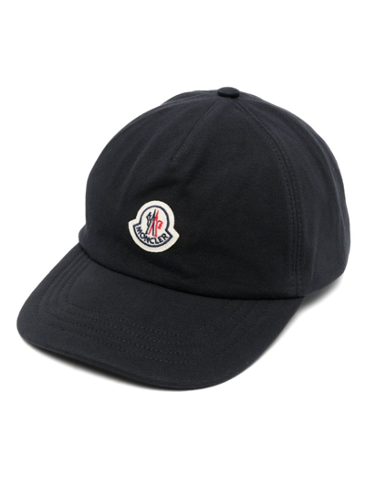 Moncler Logo-patch Cotton Cap In Blue