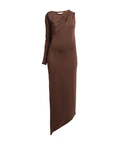 Cinqrue Woman Maxi Dress Brown Size S Polyester, Elastane