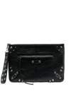 BALENCIAGA LE CAGOLE LEATHER CLUTCH BAG