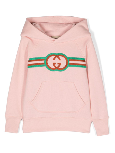 Gucci Logo-embroidered Cotton Hoodie In Rosa