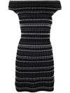 Alexander Mcqueen Mini Dress In Two-tone Knit In Schwarz