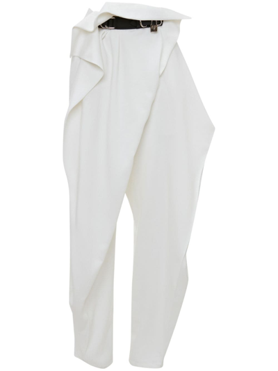 Jw Anderson Padlock Strap Fold Over Trousers In White