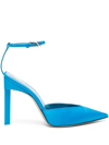 Attico 115mm Pointed-toe Satin Pumps In Blau
