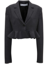 Jw Anderson Ruffled-trim Cropped Blazer In Grey