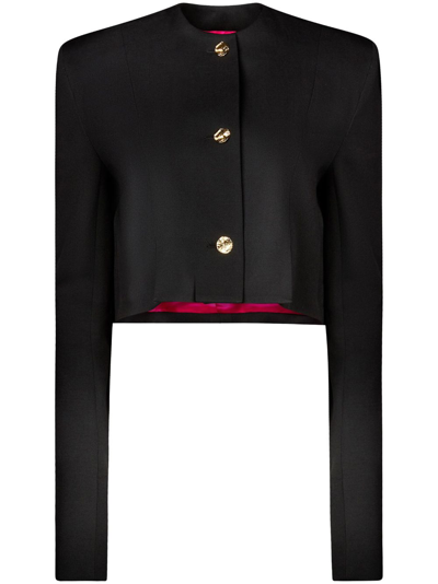 Nina Ricci Long-sleeve Cropped Wool Jacket In Black