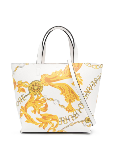 Versace Jeans Couture Chain Couture-print Tote Bag In White
