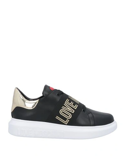 Love Moschino Woman Sneakers Black Size 11 Calfskin