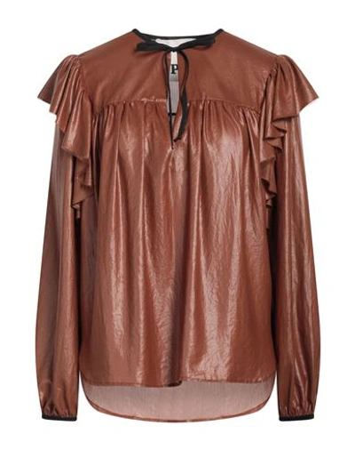 8pm Woman Top Brown Size S Polyester, Polyamide, Elastane