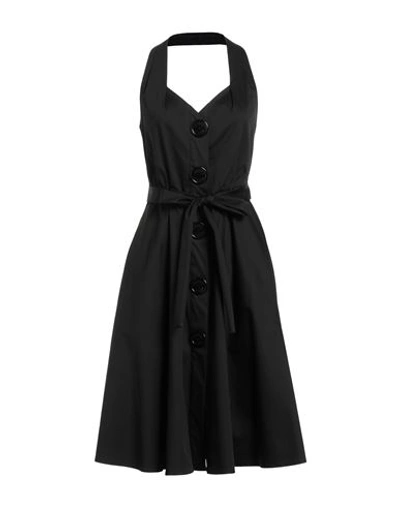 Moschino Woman Midi Dress Black Size 12 Cotton, Viscose, Elastane