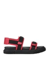 Giuseppe Zanotti Man Sandals Red Size 8 Textile Fibers, Soft Leather