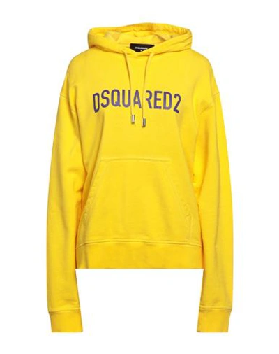 Dsquared2 Woman Sweatshirt Yellow Size L Cotton, Elastane