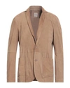 Andrea D'amico Man Suit Jacket Khaki Size 40 Soft Leather In Beige