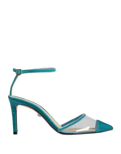 Alevì Milano Aleví Milano Woman Pumps Turquoise Size 7 Textile Fibers In Blue