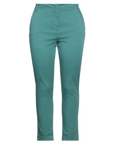 Manila Grace Woman Pants Green Size 10 Cotton, Elastane