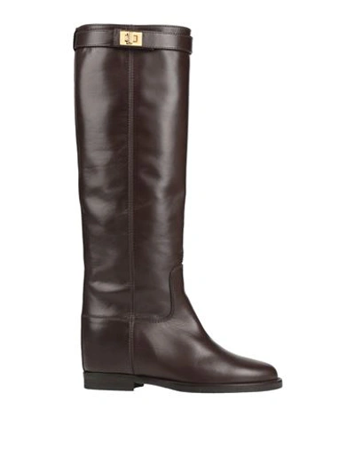 Via Roma 15 Woman Knee Boots Dark Brown Size 8 Soft Leather