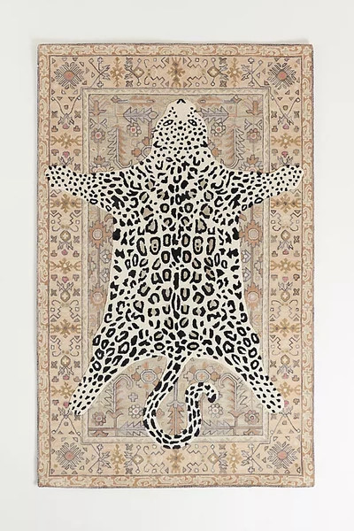 Anthropologie Tufted Octavia Leopard Rug By  In Beige Size 9x12 In Beige