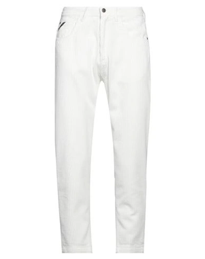 Pont Denim Man Pants White Size 32 Cotton, Elastane