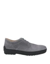 Tod's Man Lace-up Shoes Grey Size 9 Leather