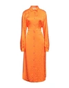 Msgm Woman Maxi Dress Orange Size 10 Acetate, Silk