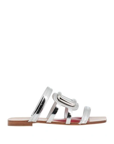 Roger Vivier Woman Sandals Silver Size 10 Soft Leather