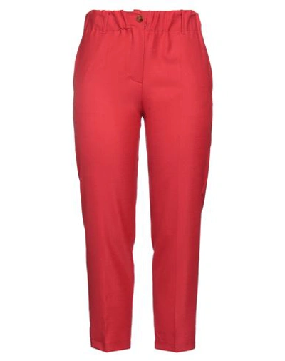 Alysi Woman Pants Red Size 2 Polyester, Virgin Wool, Elastane