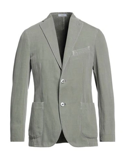 Boglioli Man Suit Jacket Sage Green Size 38 Cotton, Linen In Sage Green