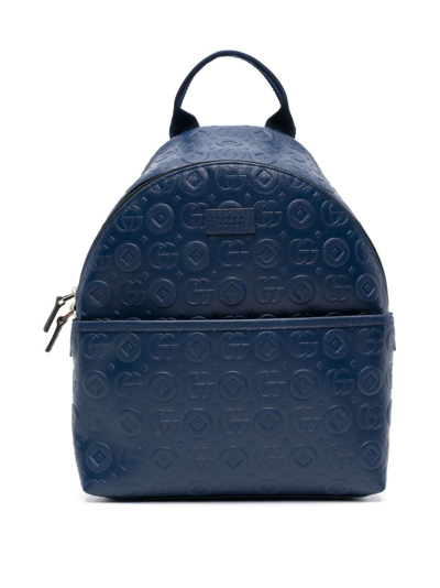Gucci Kids' Embossed Logo-print Leather Backpack In Blue