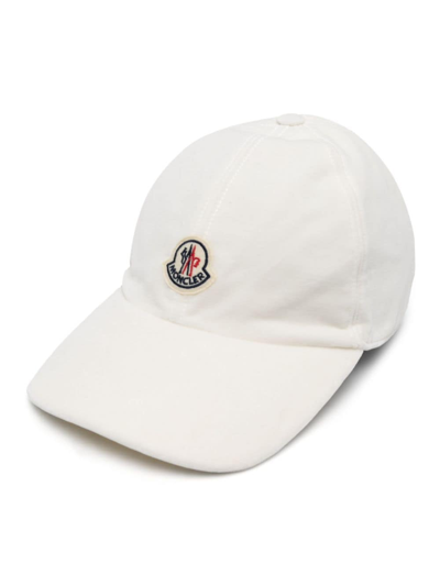 Moncler Logo-appliqué Cotton Baseball Cap In Neutrals