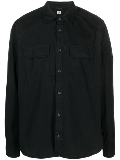 C.p. Company Button-down Fitted Shirt In Schwarz