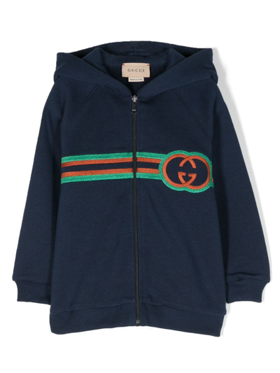 Gucci Babies' Bu Ls Zip Jacket Felted Cot In Blue