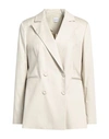 Eleonora Stasi Woman Blazer Light Grey Size 10 Cotton, Elastane In Grey