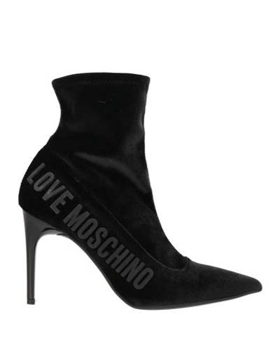 Love Moschino Woman Ankle Boots Black Size 10 Textile Fibers