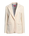 Merci .., Woman Blazer Ivory Size 8 Polyester, Viscose, Elastane In White