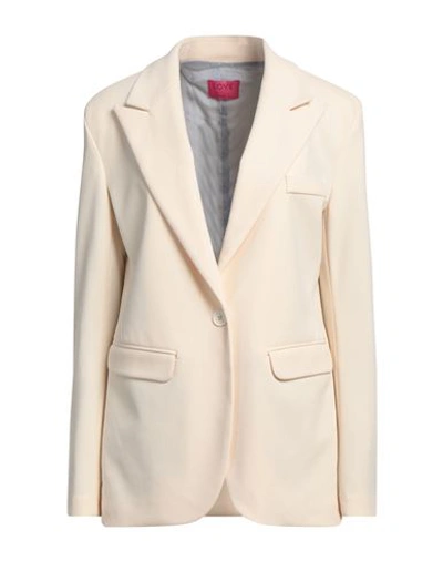 Merci .., Woman Blazer Ivory Size 8 Polyester, Viscose, Elastane In White