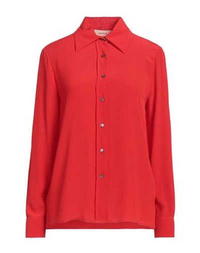 Jucca Woman Shirt Tomato Red Size 6 Acetate, Silk