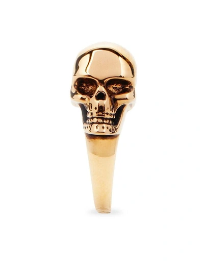 Alexander Mcqueen The Knuckle Side Skull Ring In Golden