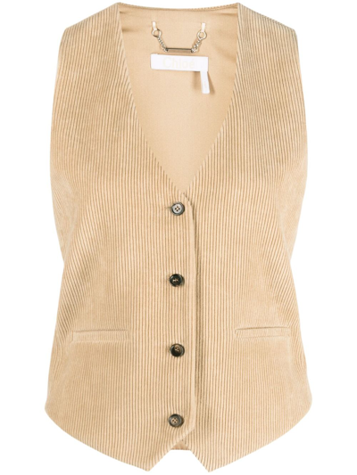 Chloé Corduroy V-neck Waistcoat In Neutrals