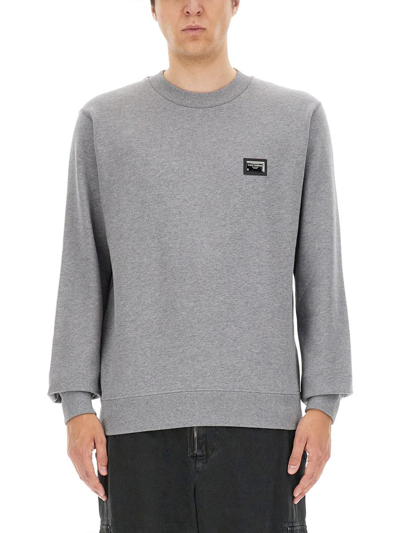 Dolce & Gabbana Logo Crewneck Sweatshirt In Gray