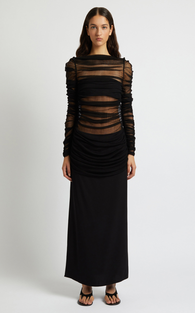 Christopher Esber Tulle Column Dress In Black