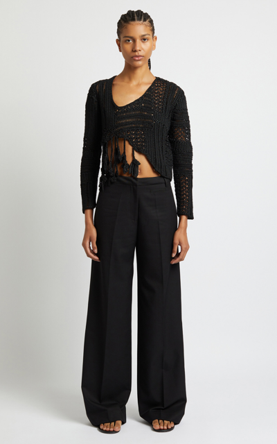 Christopher Esber Low-rise Wide-leg Trousers In Black