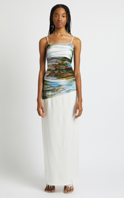 Christopher Esber Silk-detailed Two-piece Crepe Maxi Dress In Green